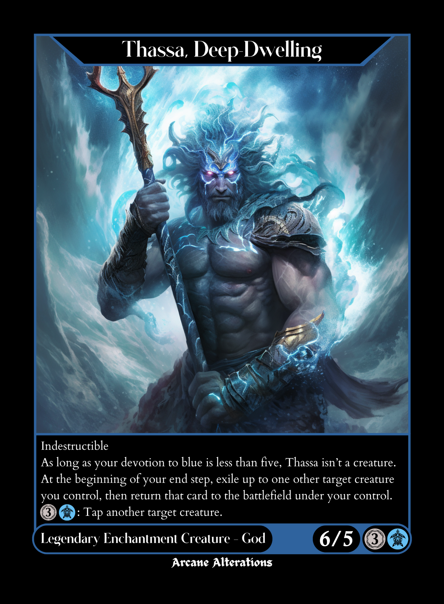 Thassa, Deep-Dwelling - High Quality Altered Art Custom Proxy Cards