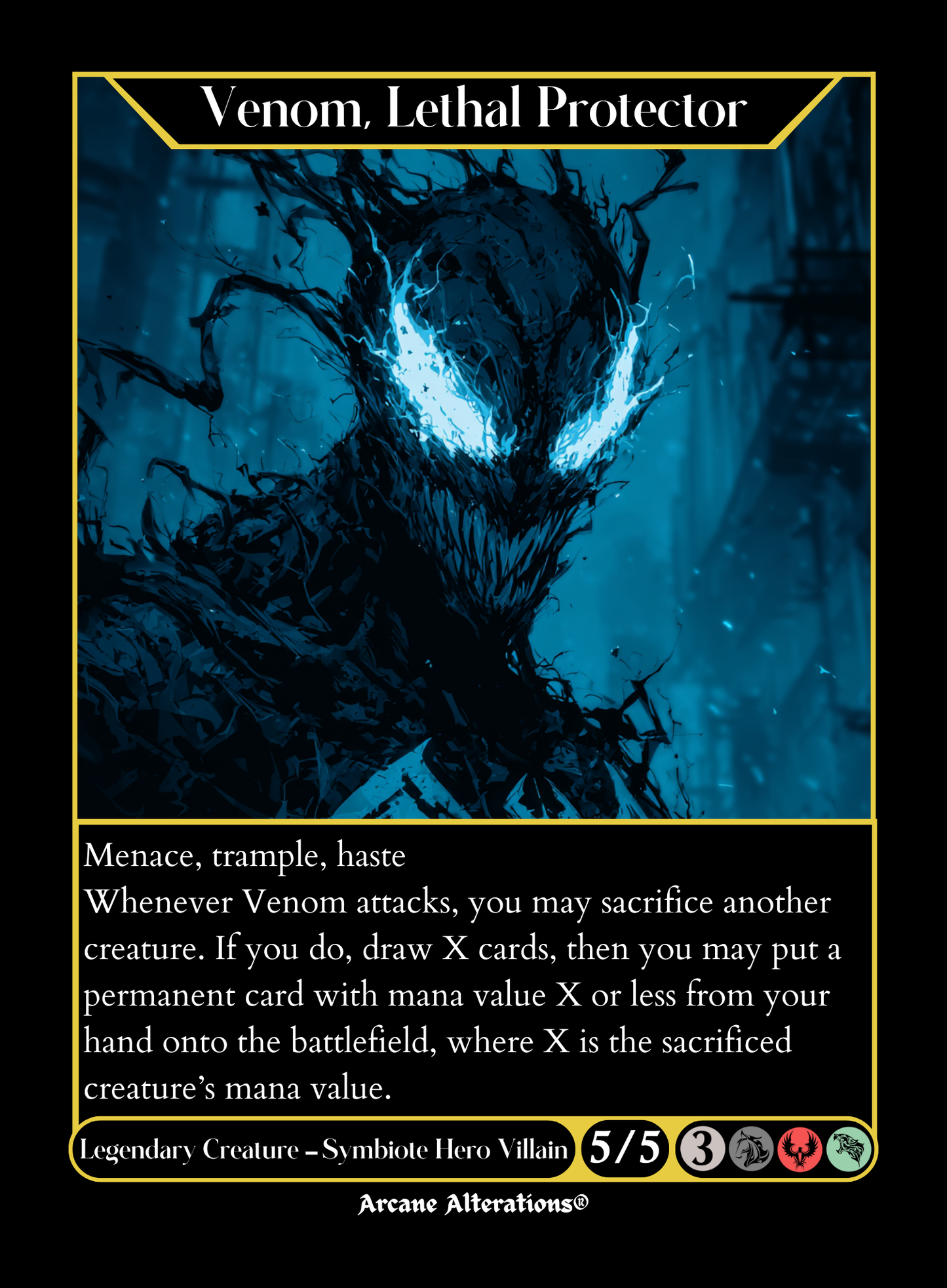Eddie Brock / Venom, Lethal Protector - Full Art Altered Art Custom Proxy Cards