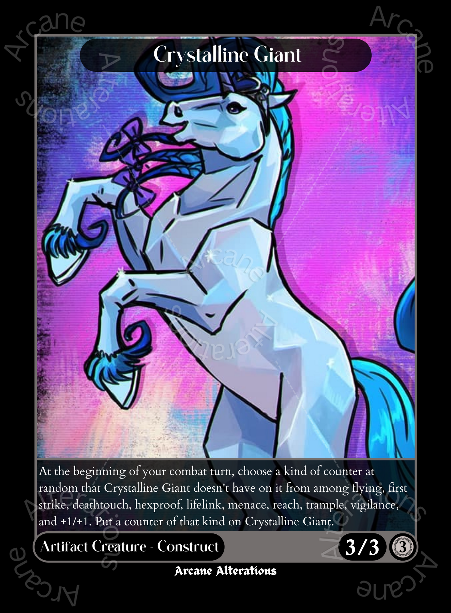 Crystalline Giant Butt Stallion Borderlands Crossover Single - High Quality Altered Art Custom Proxy Cards