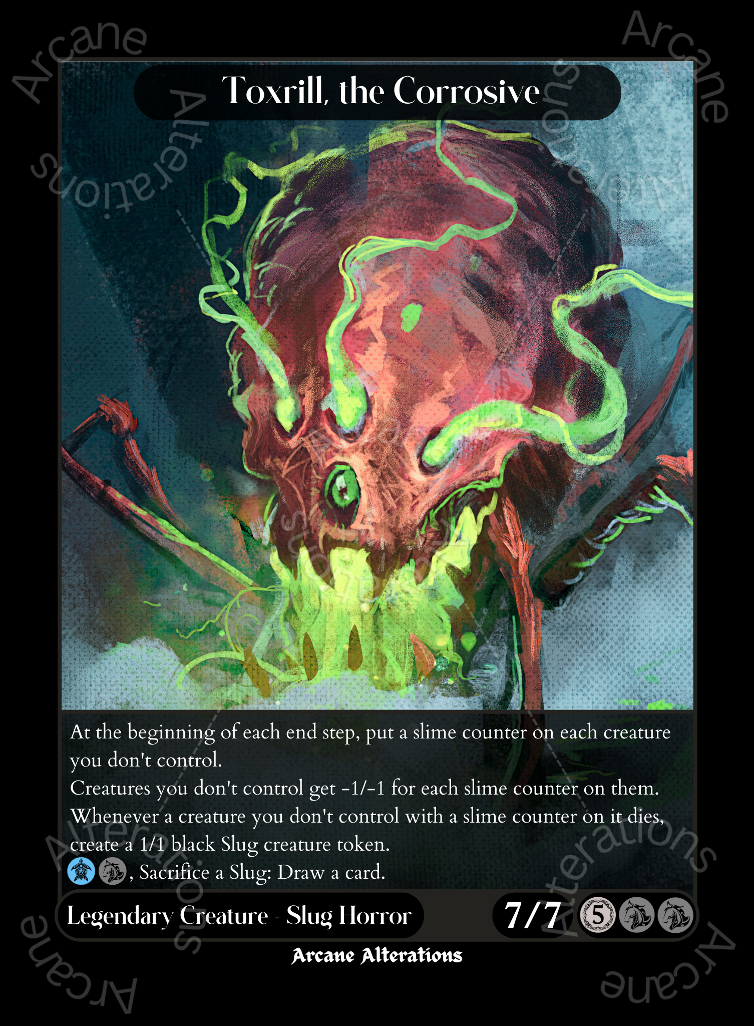 Toxrill, the Corrosive - High Quality Altered Art Custom Proxy Cards Arcane Alterations Toxrill, the Corrosive - High Quality Altered Art Custom Proxy Cards Arcane Alterations