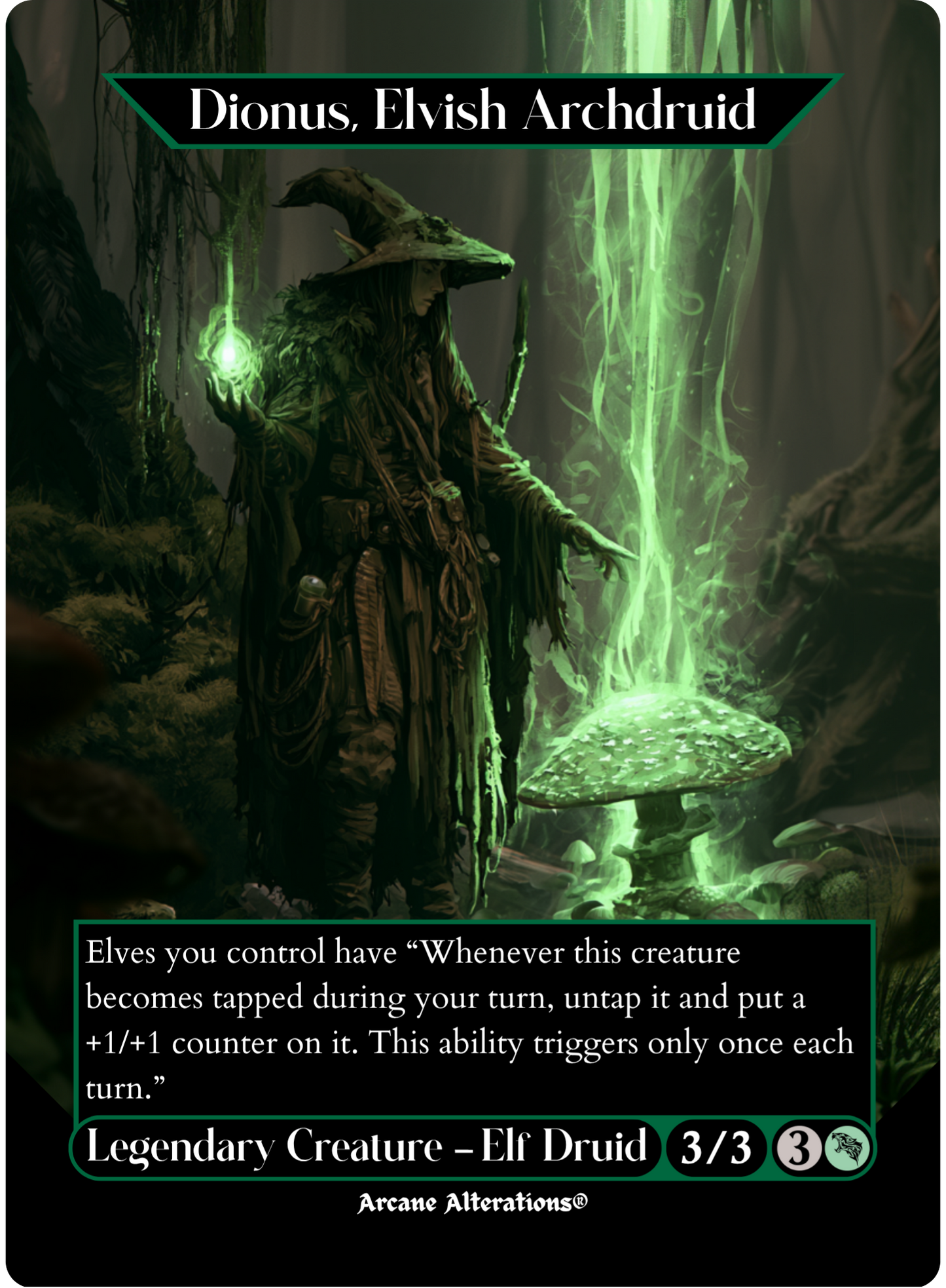 Dionus, Elvish Archdruid - Full Art Altered Art Custom Proxy Cards