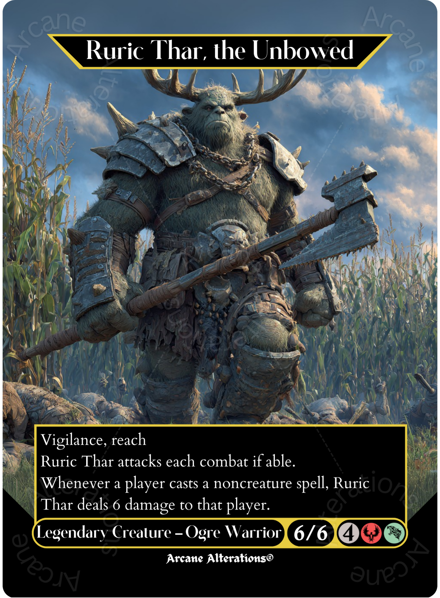 Ruric Thar, the Unbowed - Full Art Altered Art Custom Proxy Cards