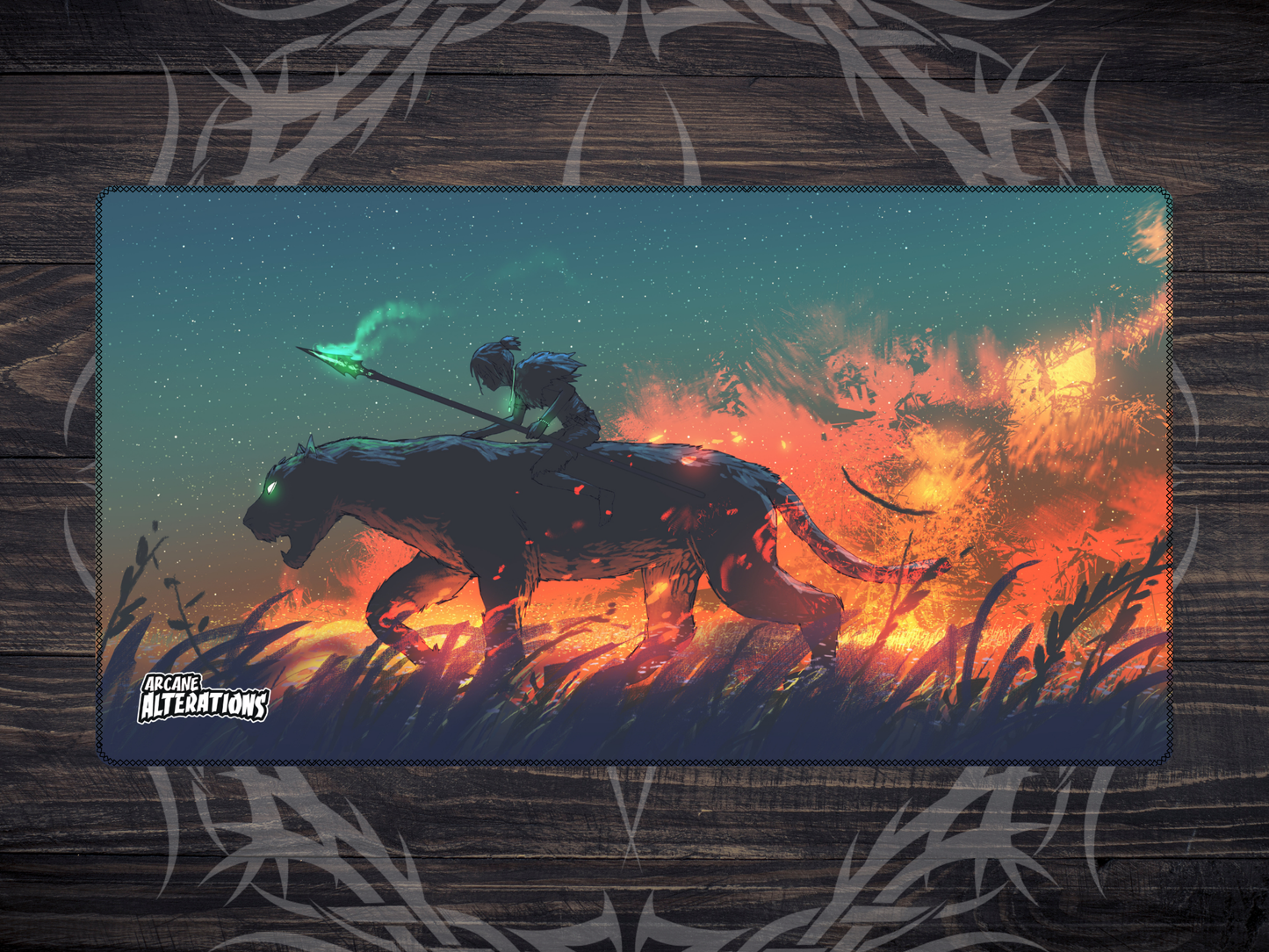 Panther Rider Warrior Stitched Edge Playmat 24"x14" (2mm)