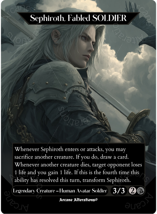 Sephiroth, Fabled SOLDIER / Sephiroth, One-Winged Angel - Full Art Altered Art Custom Proxy Cards