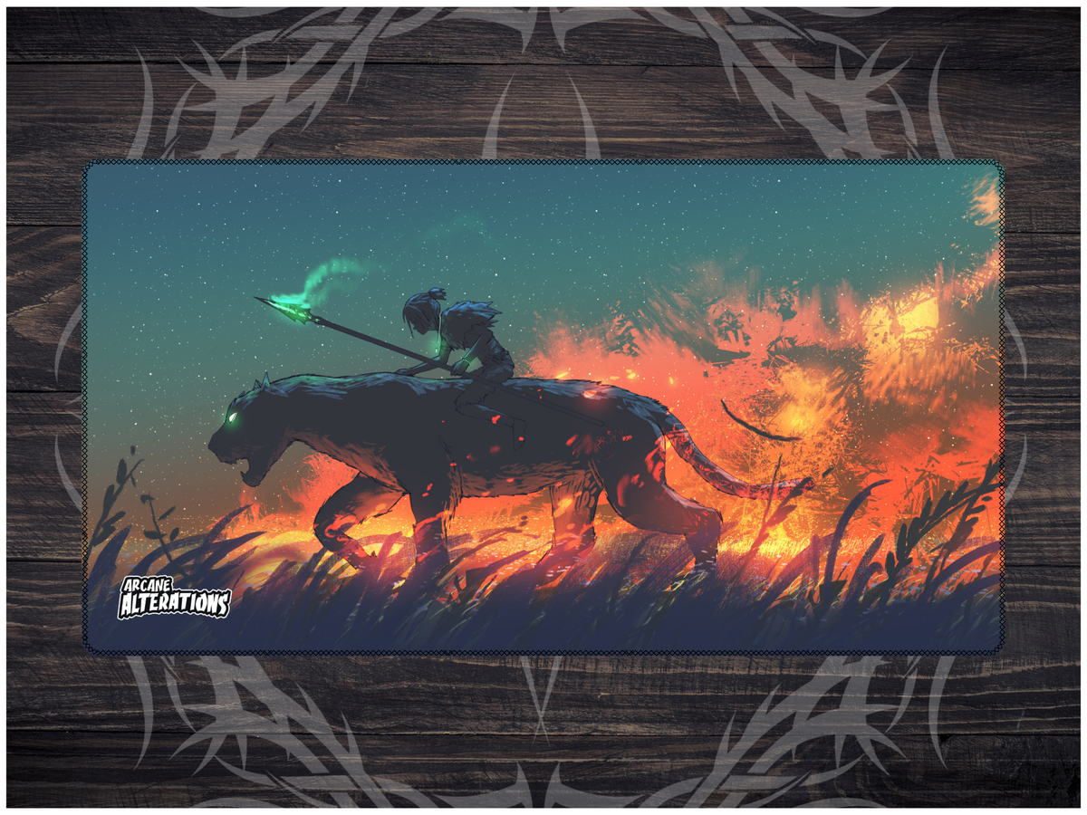 Panther Rider Warrior Stitched Edge Playmat 24"x14" (2mm)