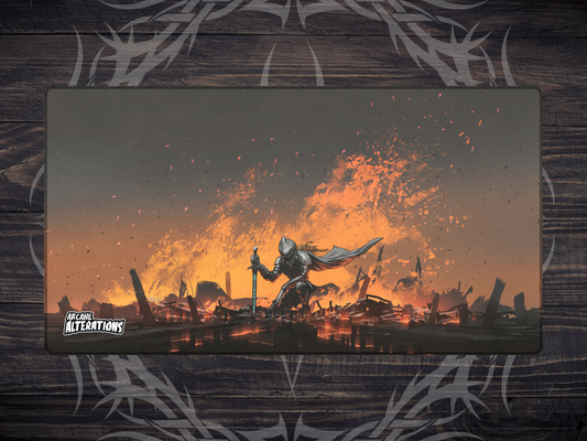 Kneeling Knight Stitched Edge Playmat 24"x14" (2mm)