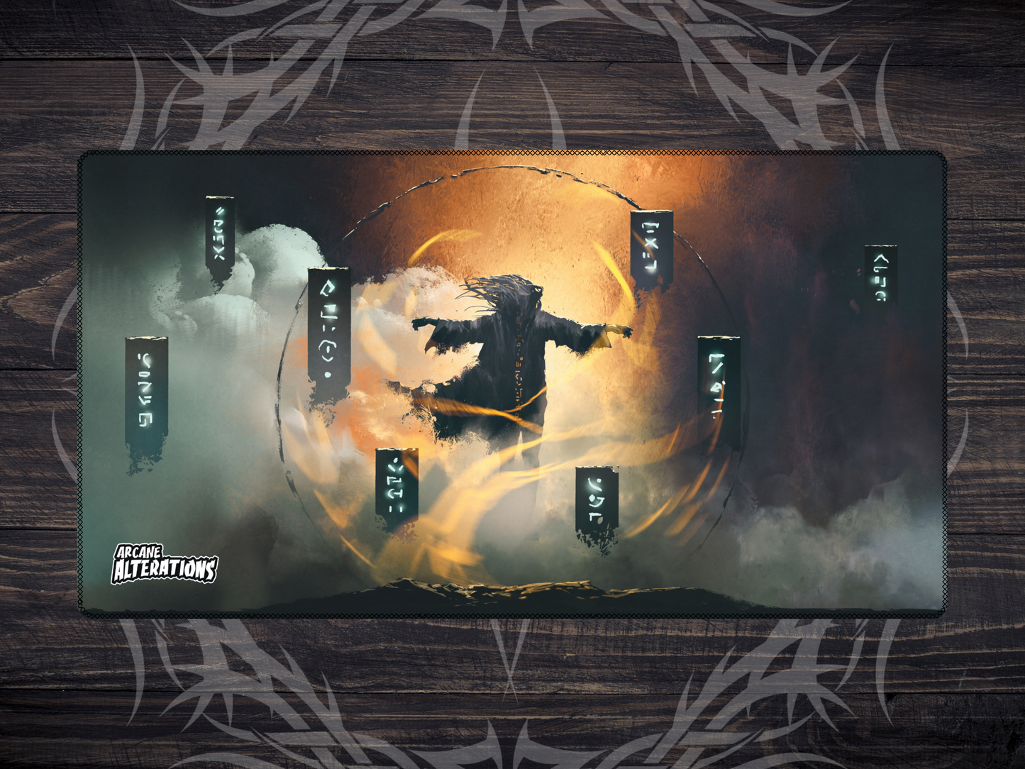 Dark Rune Keeper Stitched Edge Playmat 24"x14" (2mm)