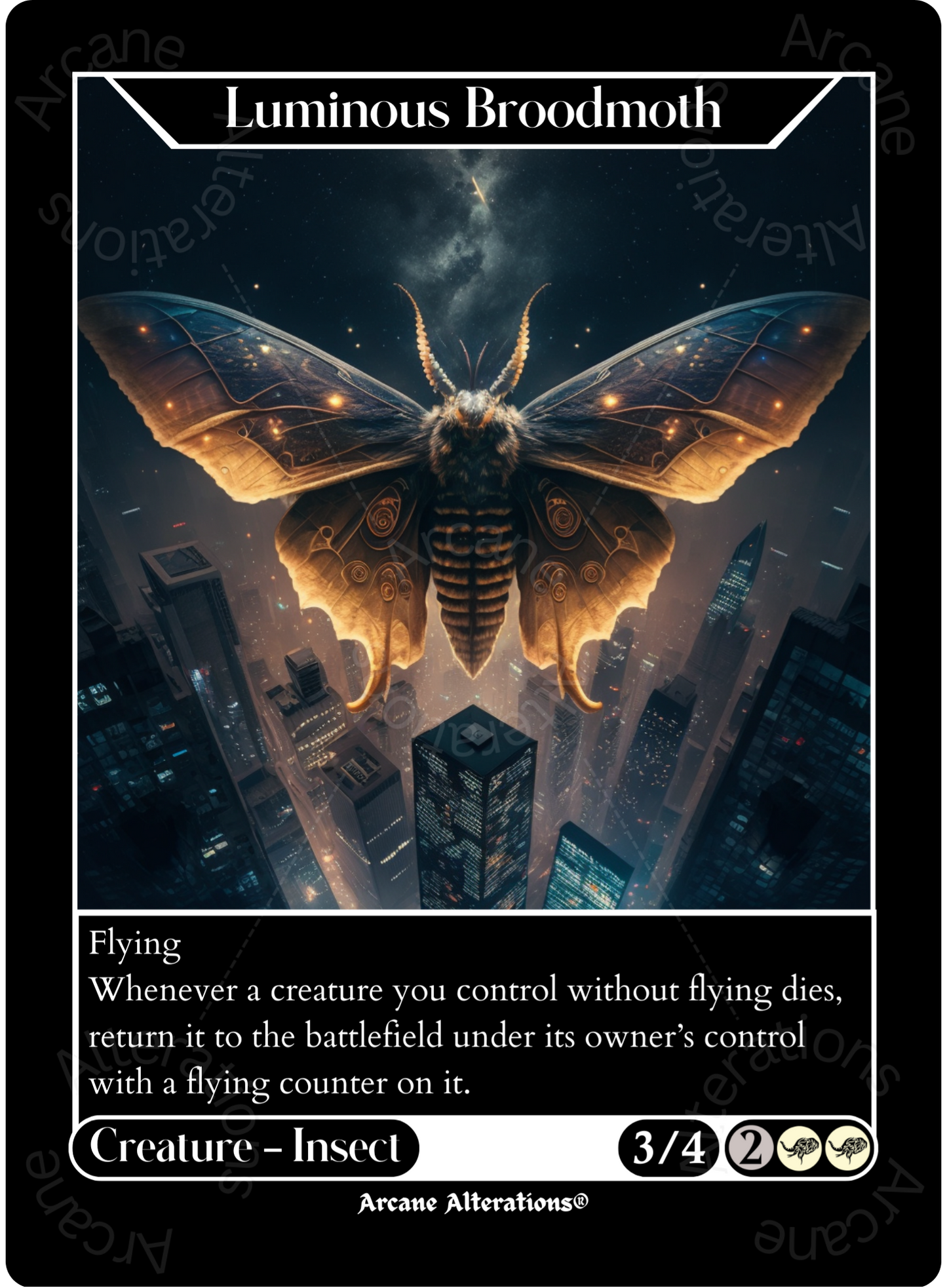 Luminous Broodmoth - High Quality Altered Art Custom Proxy Cards