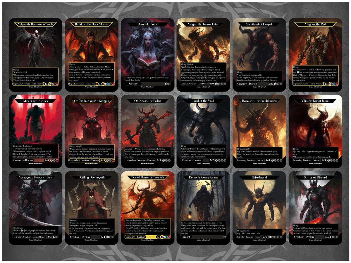 Demon 18-Card Discount Bundle - Full Art Altered Art Custom Proxy Cards