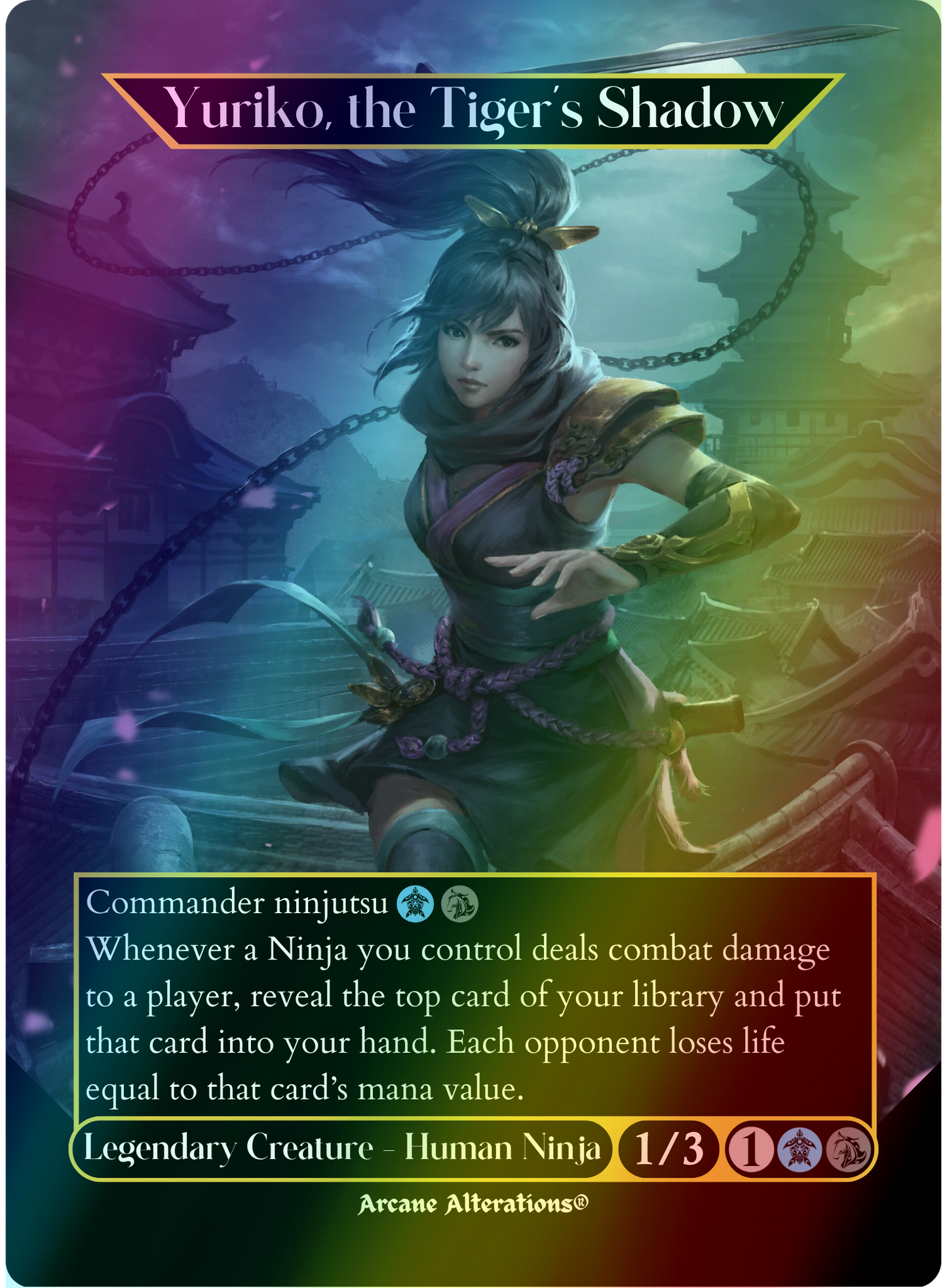 Yuriko, the Tiger's Shadow - Full Art Altered Art Custom Proxy Card