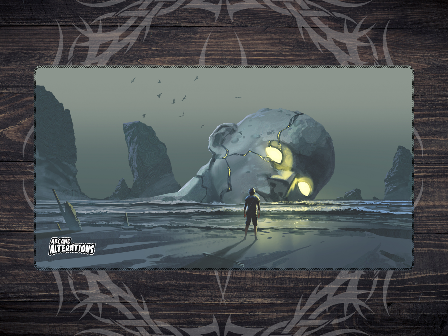 Ominous Wasteland Ruins Stitched Edge Playmat 24"x14" (2mm)