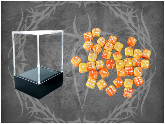 36 Dice Pack 12mm Dark Orange & Light Orange w/ White Accents Rounded Edges
