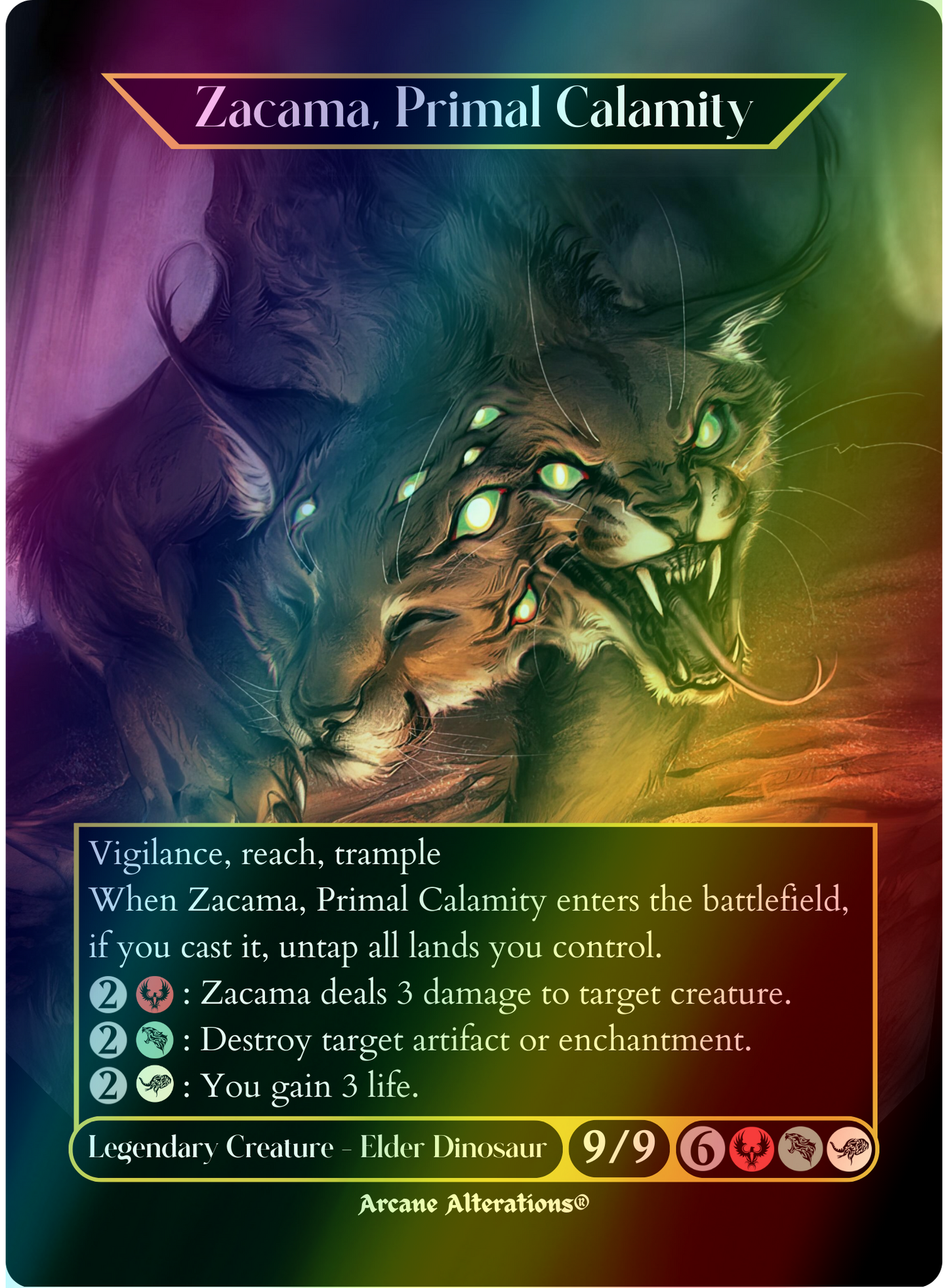 Zacama, Primal Calamity - Full Art Altered Art Custom Proxy Card