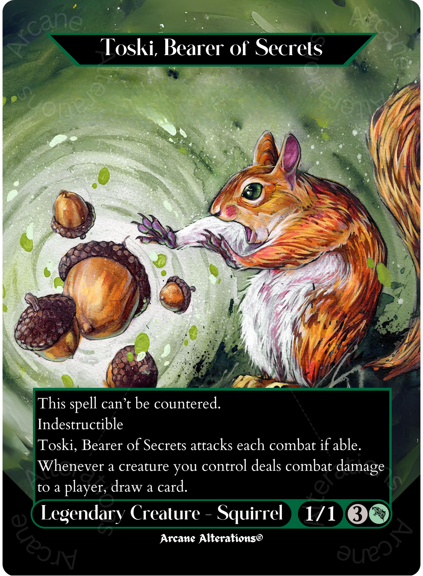 Toski, Bearer of Secrets - Full Art Altered Art Custom Proxy Cards