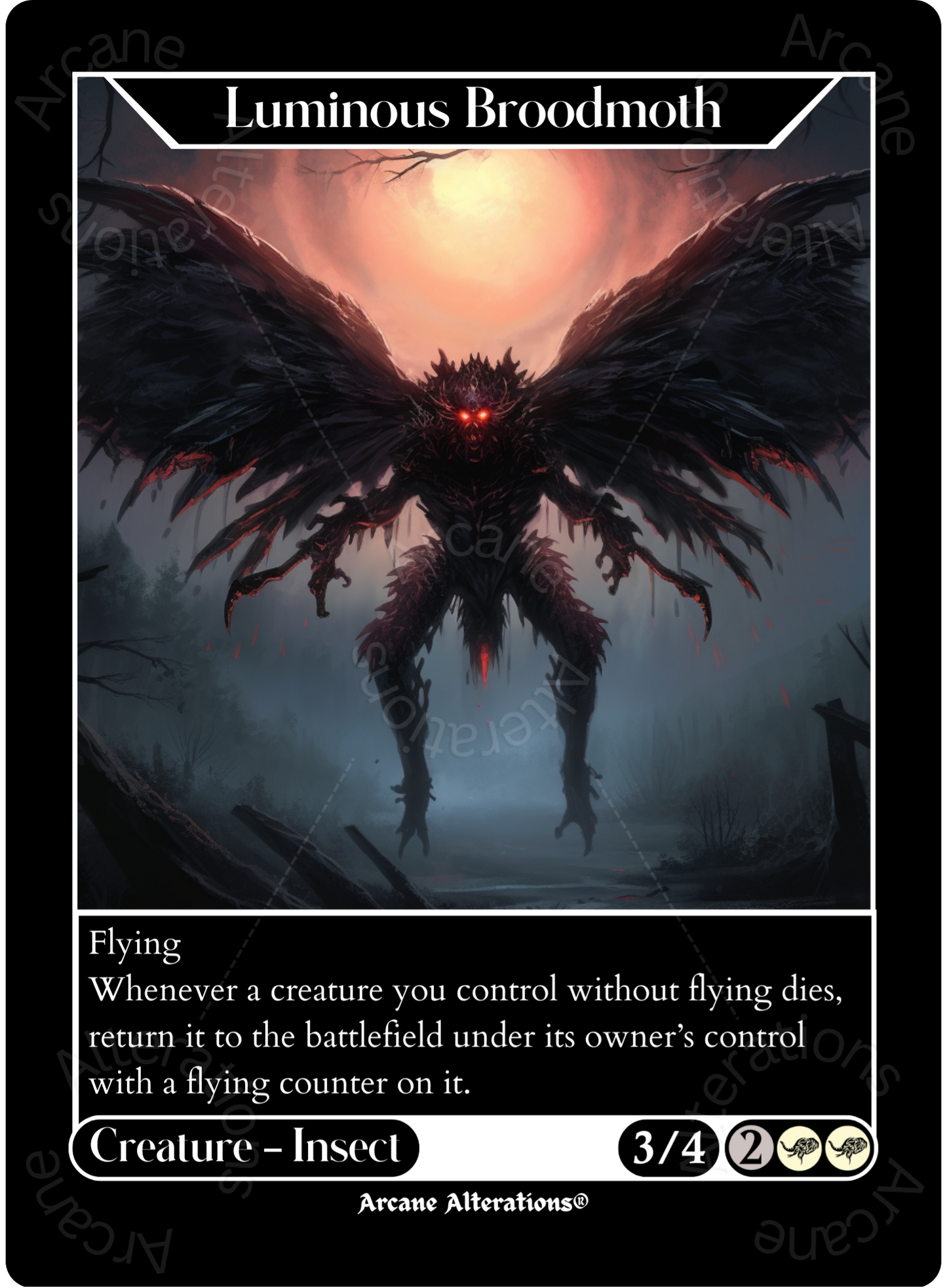 Luminous Broodmoth - High Quality Altered Art Custom Proxy Cards