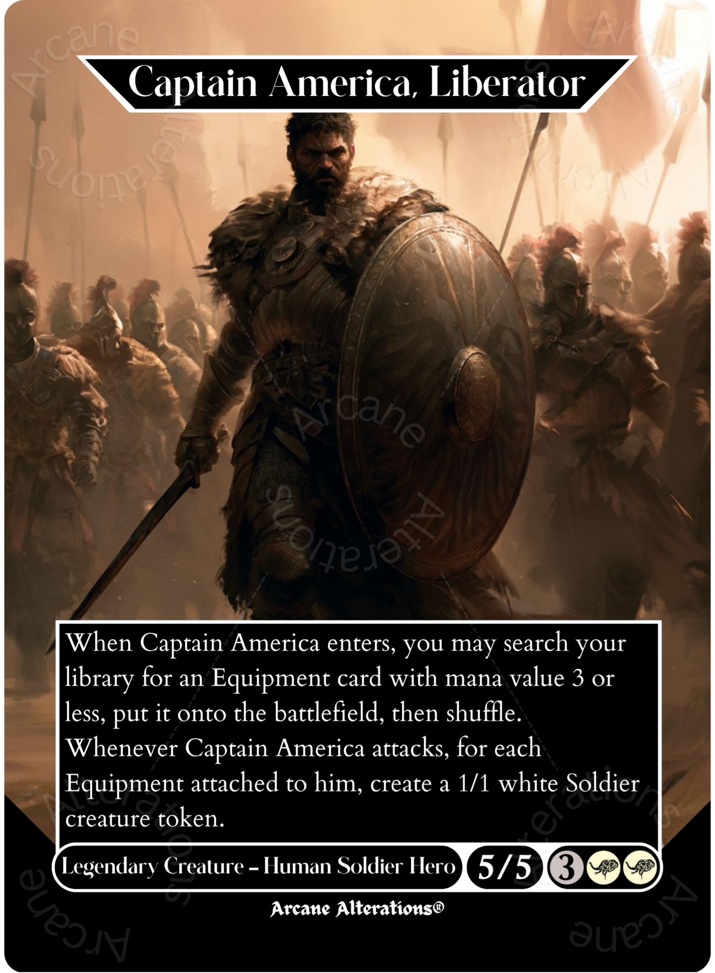 Captain America, Liberator - Full Art Altered Art Custom Proxy Cards