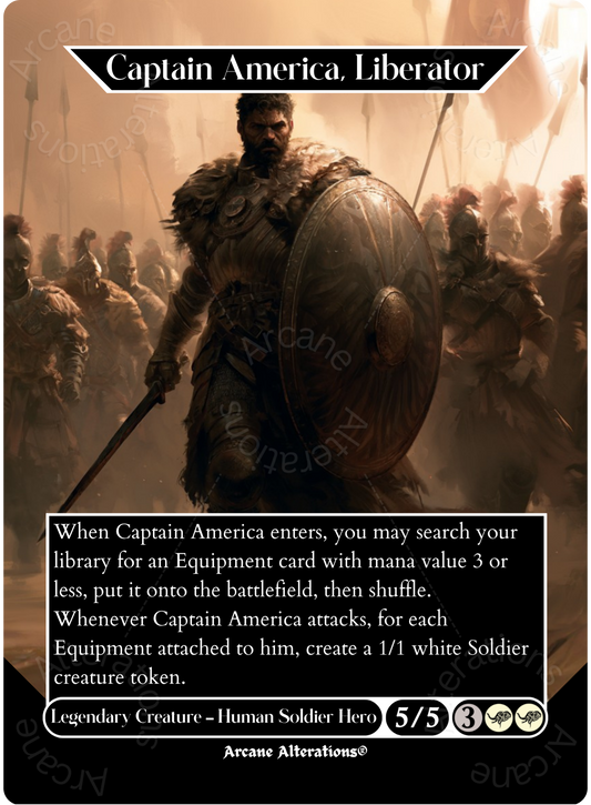 Captain America, Liberator - Full Art Altered Art Custom Proxy Cards