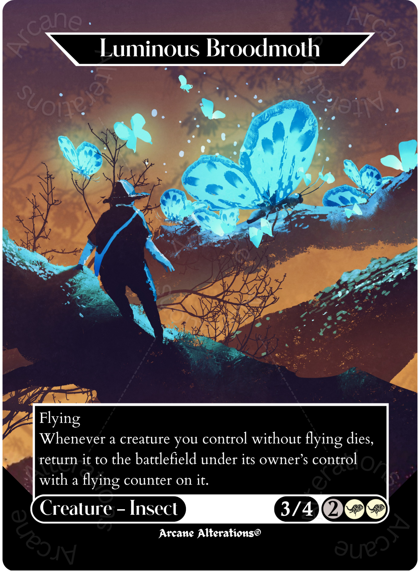 Luminous Broodmoth - Full Art Altered Art Custom Proxy Cards