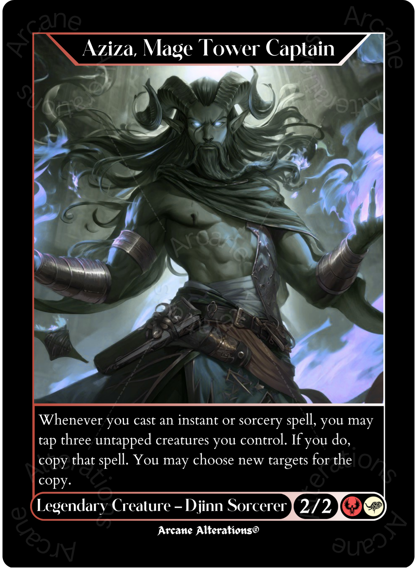 Aziza, Mage Tower Captain - High Quality Altered Art Custom Proxy Cards