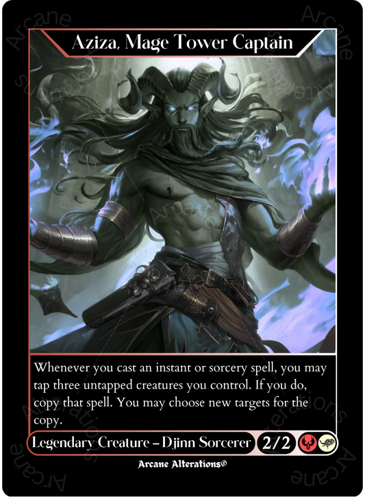Aziza, Mage Tower Captain - High Quality Altered Art Custom Proxy Cards