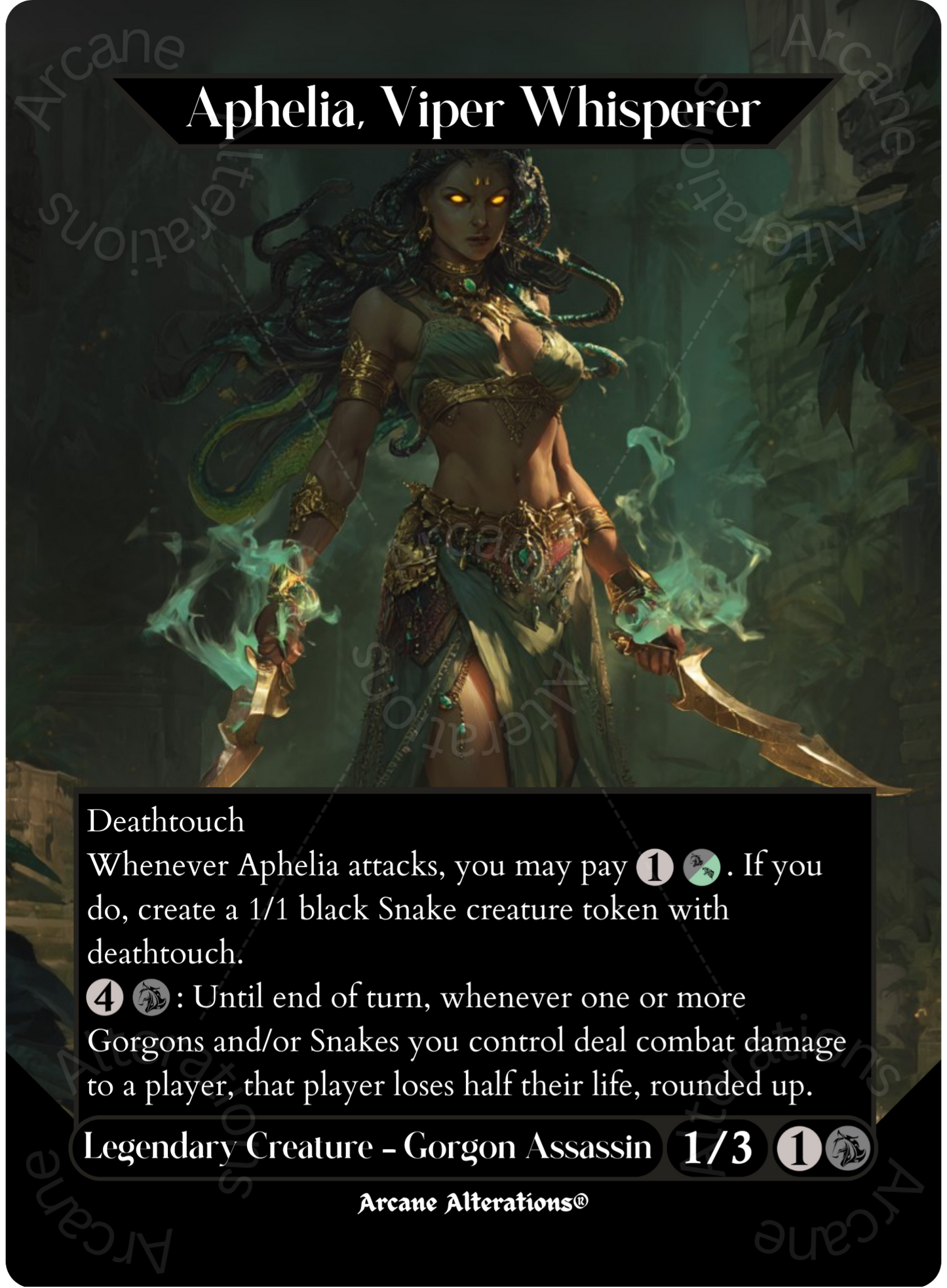 Aphelia, Viper Whisperer - Full Art Altered Art Custom Proxy Cards