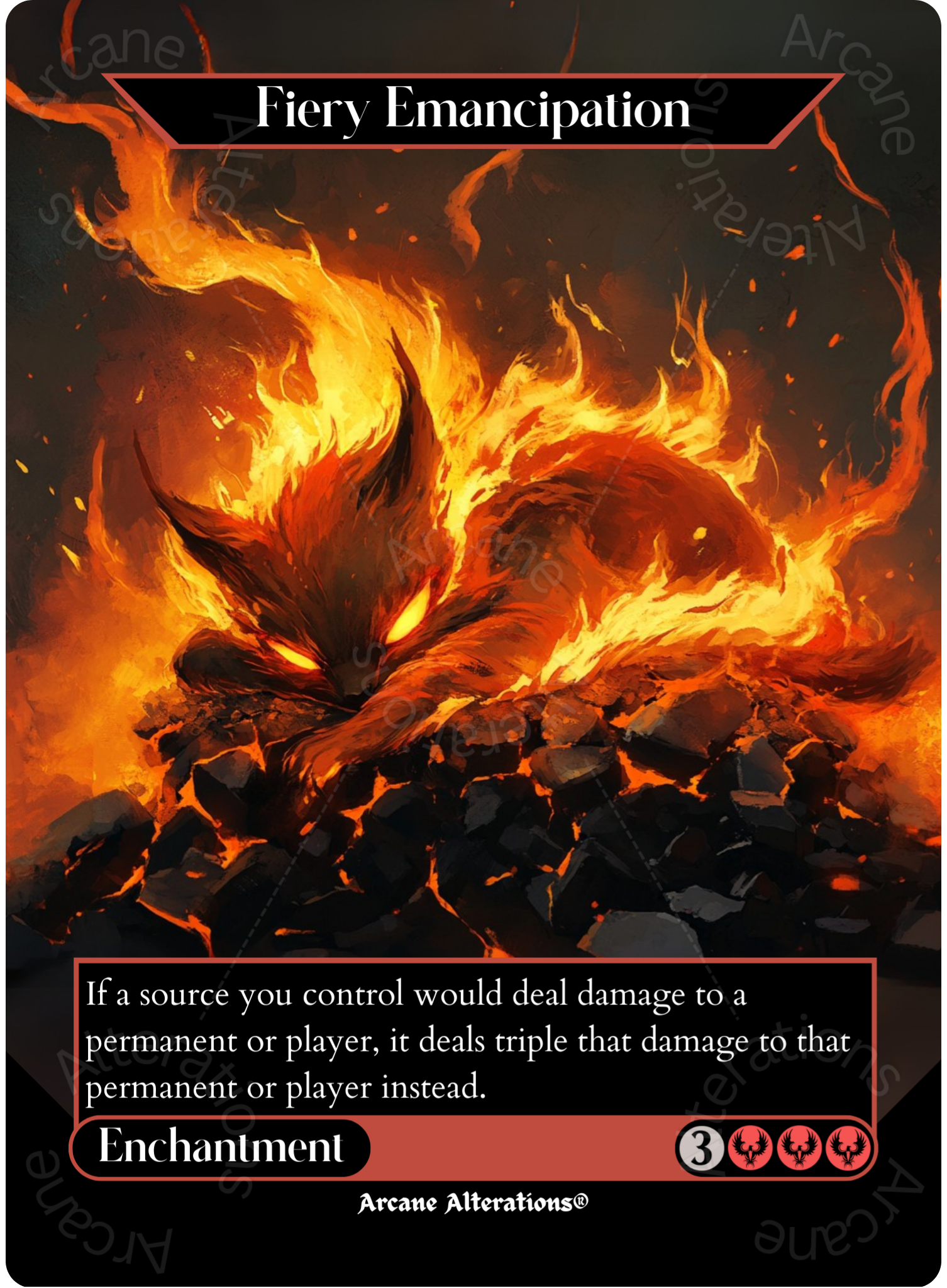 Fiery Emancipation - Full Art Altered Art Custom Proxy Cards – Arcane ...