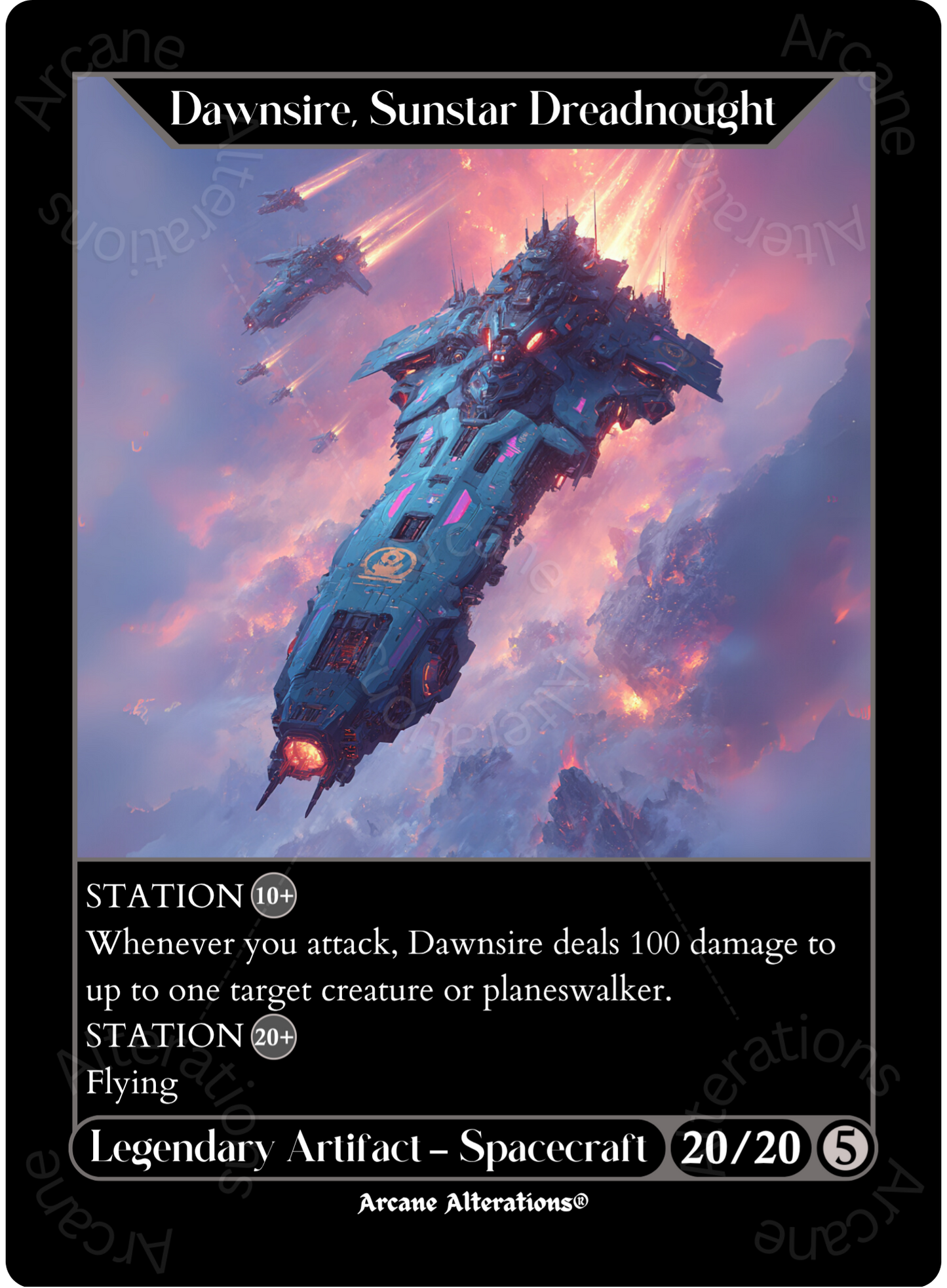 Dawnsire, Sunstar Dreadnought - High Quality Altered Art Custom Proxy Cards