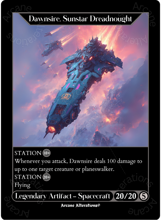 Dawnsire, Sunstar Dreadnought - High Quality Altered Art Custom Proxy Cards