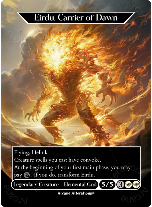 Eirdu, Carrier of Dawn / Isilu, Carrier of Twilight - Full Art Altered Art Custom Proxy Cards
