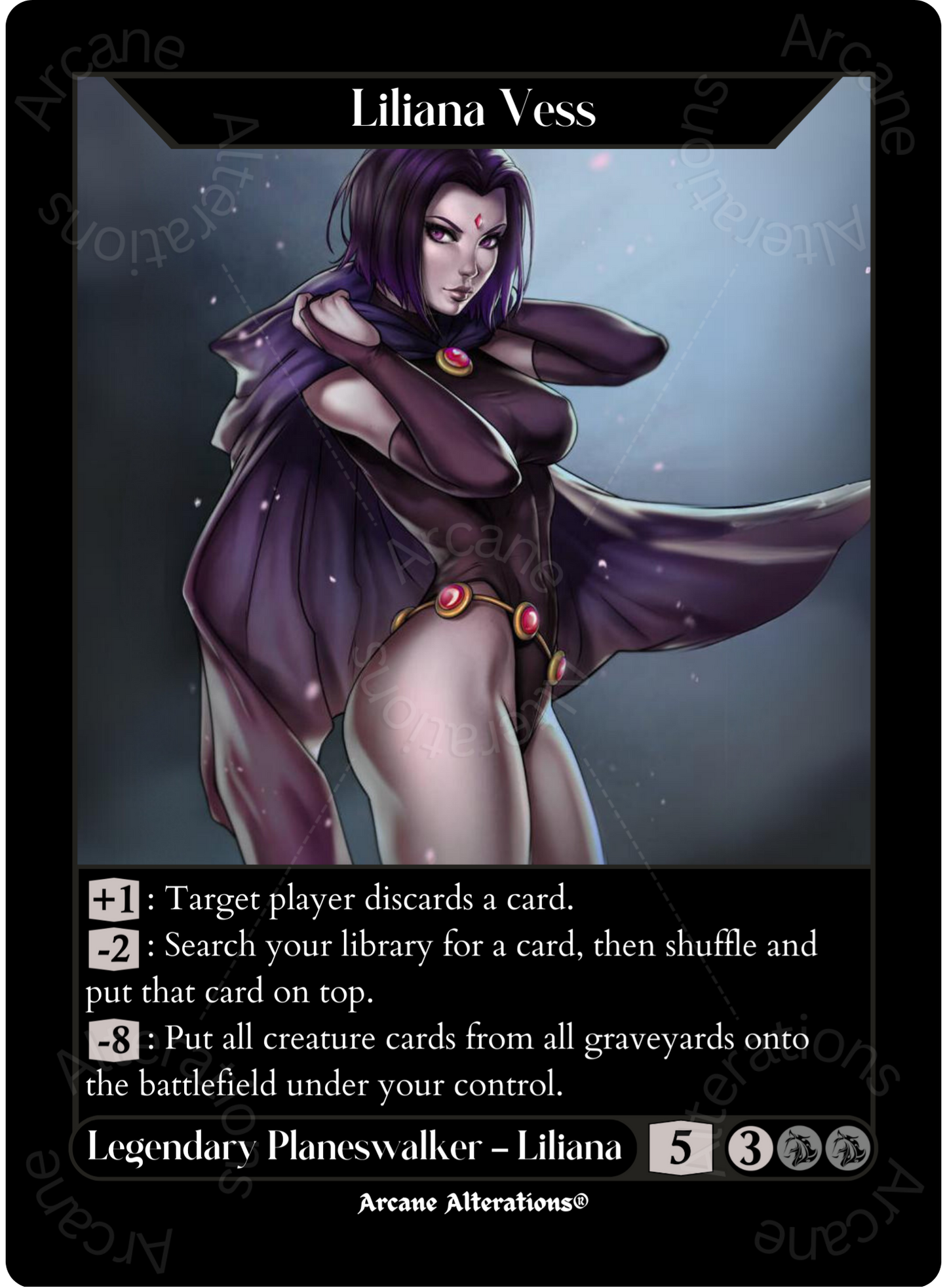 Liliana Vess Raven Teen Titans Crossover - High Quality Altered Art Custom Proxy Cards