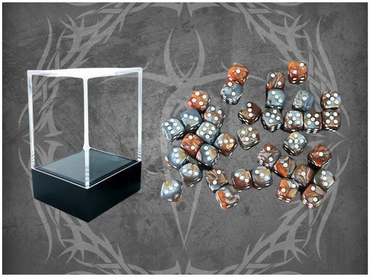 36 Dice Pack 12mm Brown & Silver w/ White Accents Rounded Edges