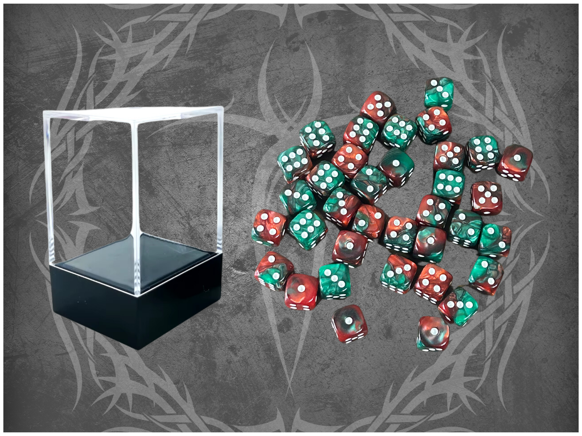 36 Dice Pack 12mm Red & Green w/ White Accents Rounded Edges