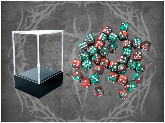 36 Dice Pack 12mm Red & Green w/ White Accents Rounded Edges