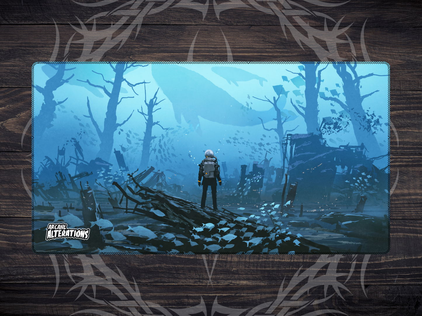 Underwater Exploration Stitched Edge Playmat 24"x14" (2mm)