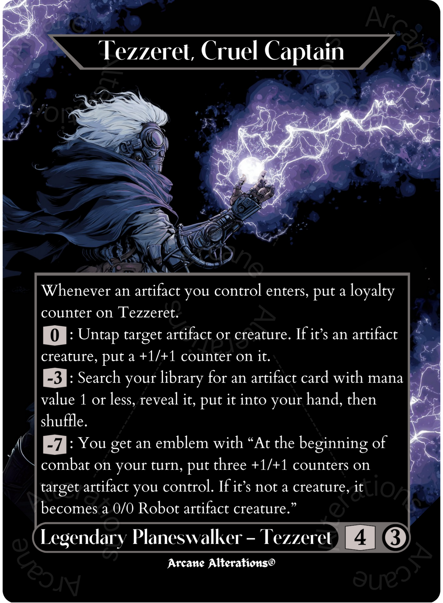 Tezzeret, Cruel Captain - Full Art Altered Art Custom Proxy Cards