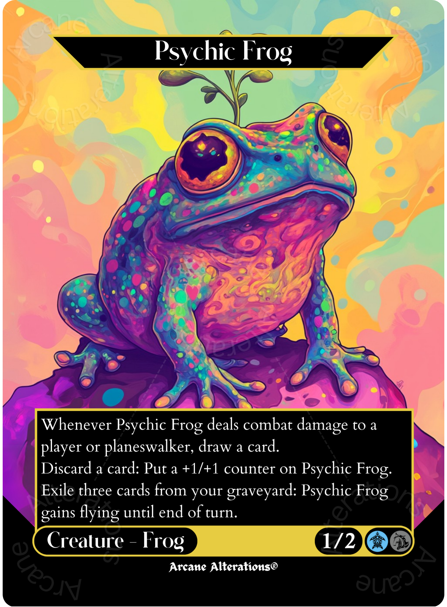 Magic Psychic Frog Psychic Frog - Full Art Altered Art Custom Proxy Cards – Arcane Alterations