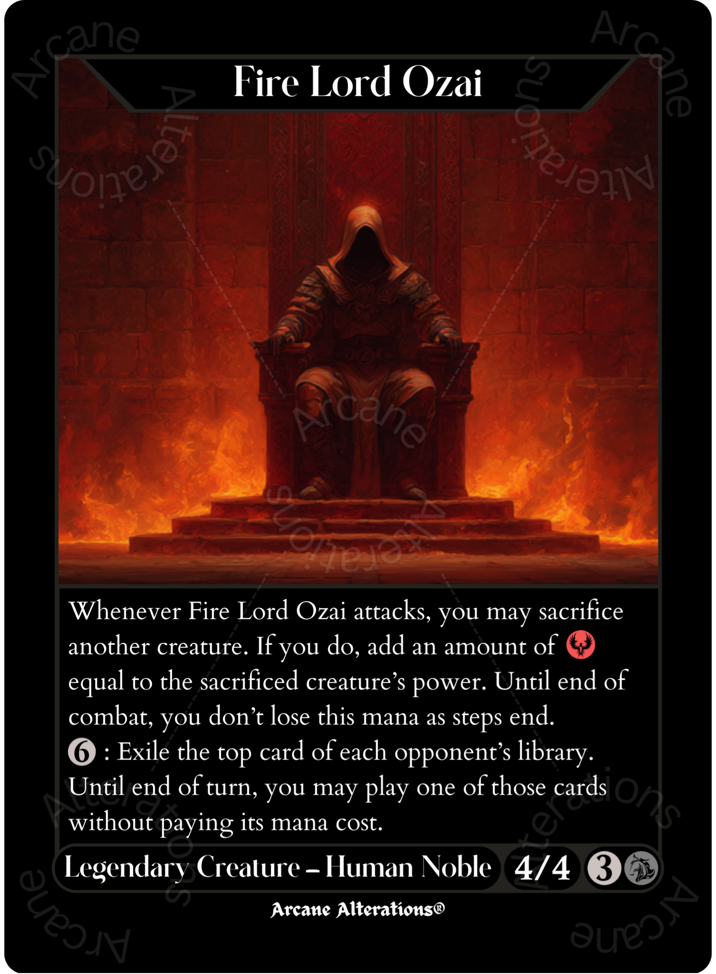 Fire Lord Ozai - Full Art Altered Art Custom Proxy Cards