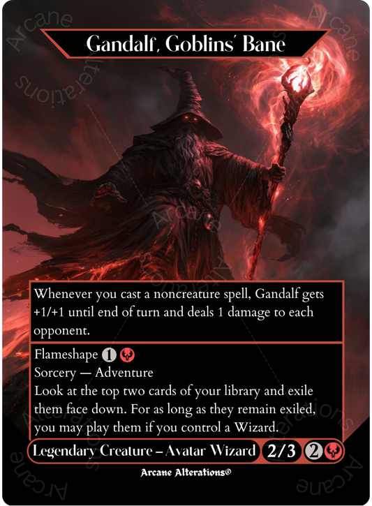 Gandalf, Goblins' Bane / Flameshape - Full Art Altered Art Custom Proxy Cards