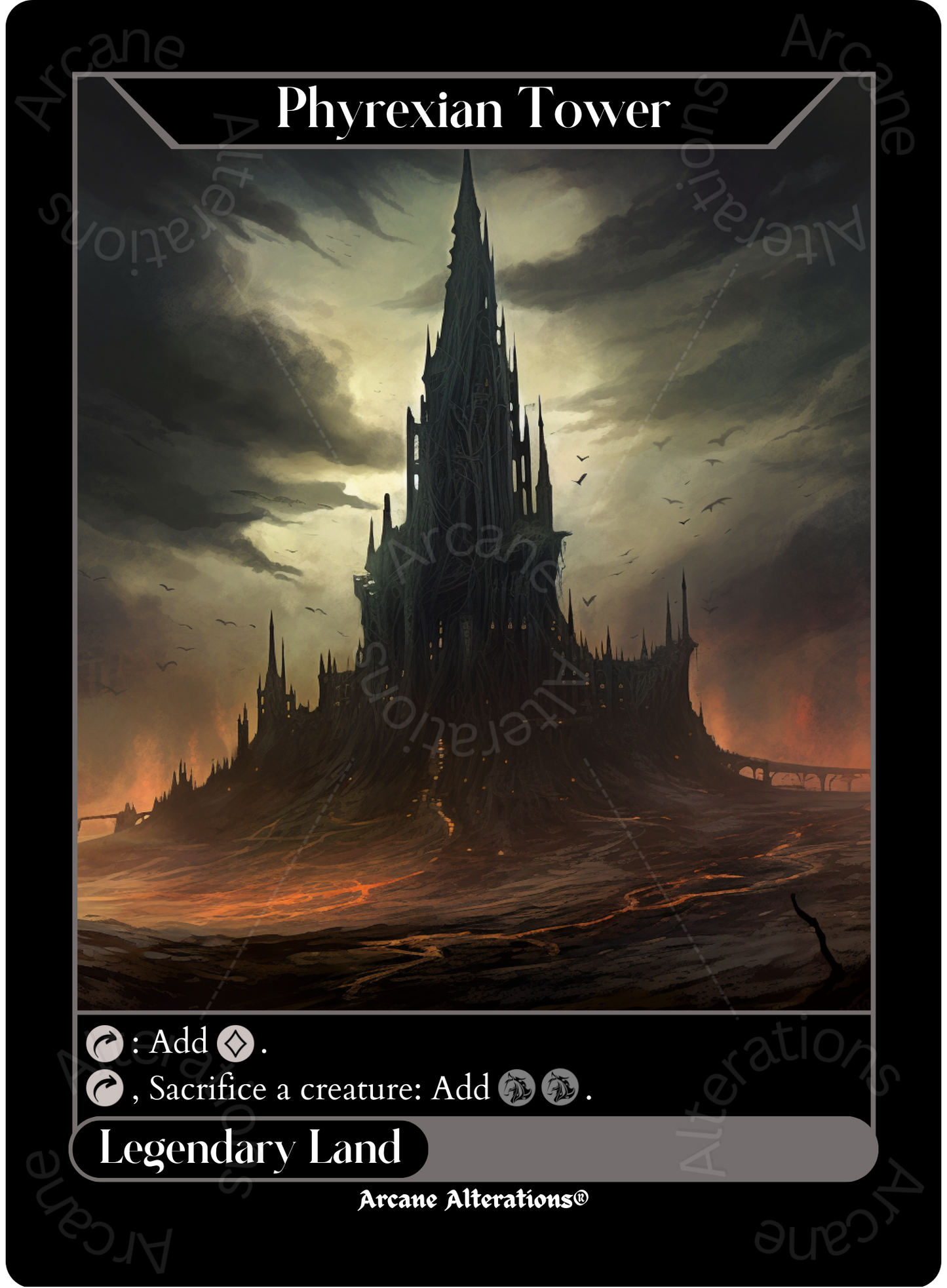 Phyrexian Tower - High Quality Altered Art Custom Proxy Cards