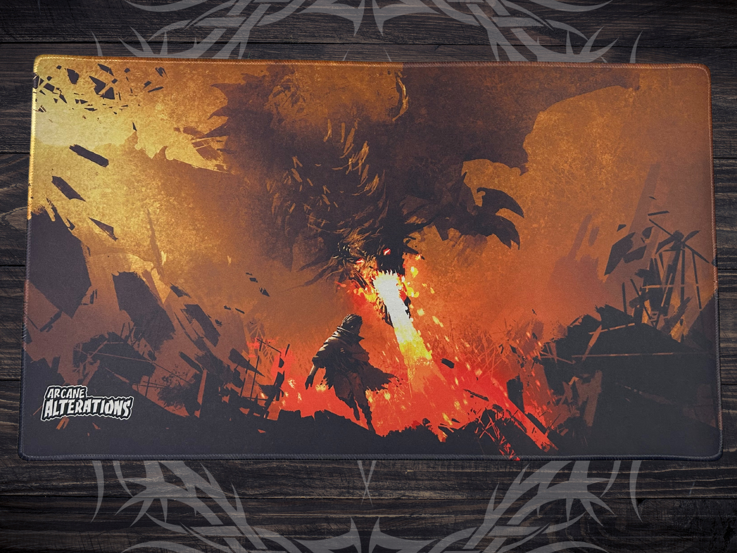 Fiery Dragon Strike Stitched Edge Playmat (2mm)