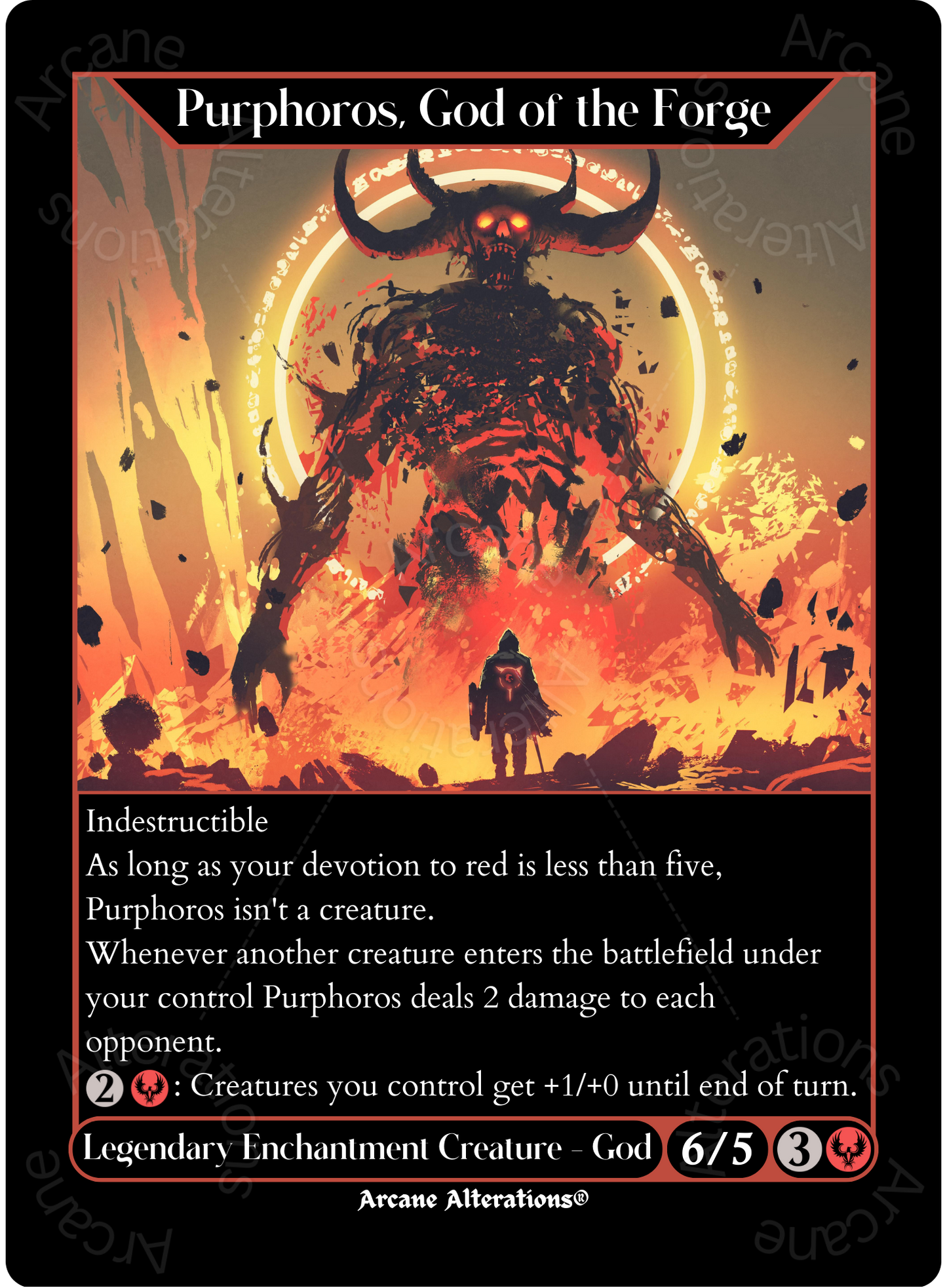 Purphoros, God of the Forge - High Quality Altered Art Custom Proxy Cards