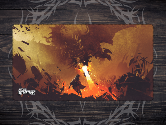 Fiery Dragon Strike Stitched Edge Playmat 24"x14" (2mm)