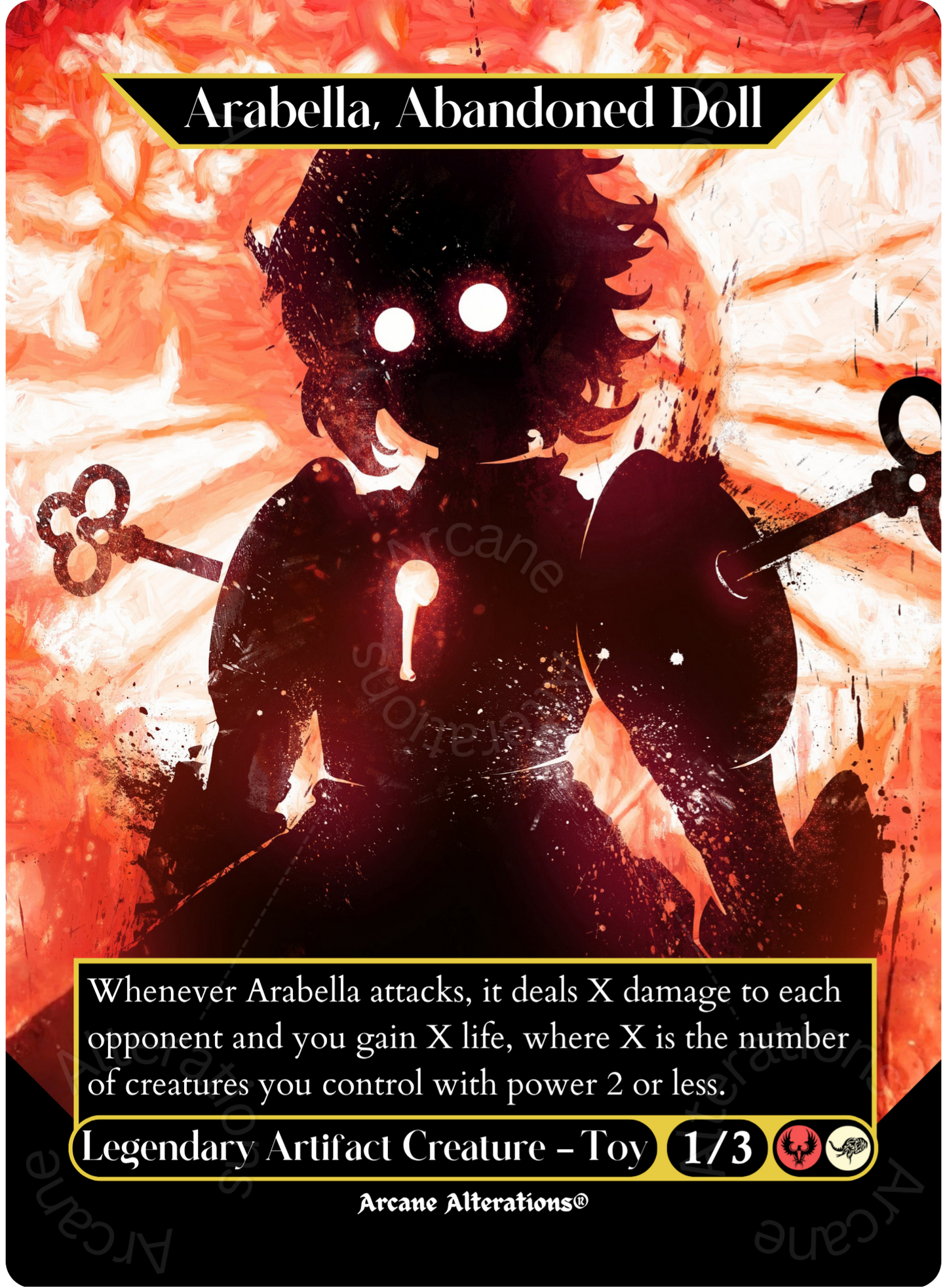 Arabella, Abandoned Doll - Full Art Altered Art Custom Proxy Cards