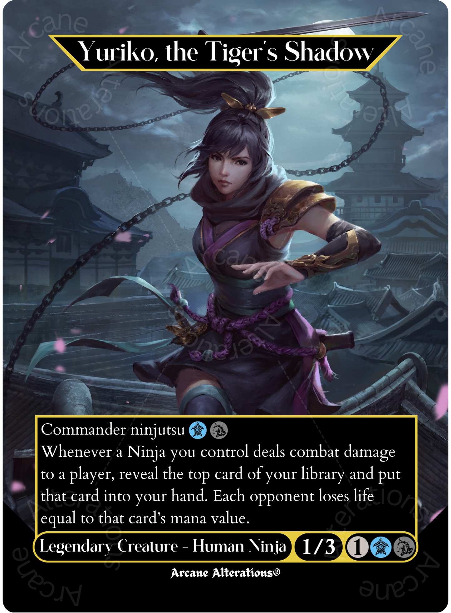 Yuriko, the Tiger's Shadow - Full Art Altered Art Custom Proxy Card