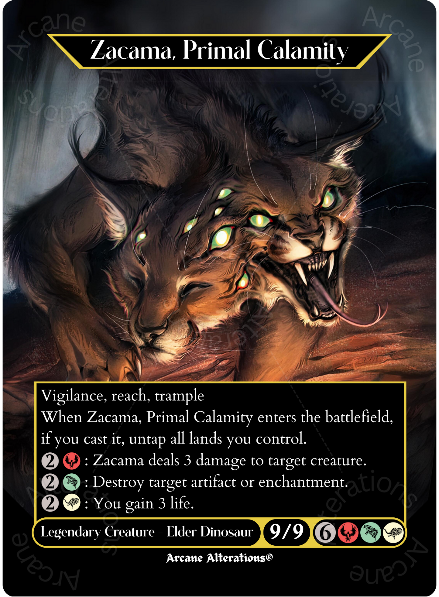 Zacama, Primal Calamity - Full Art Altered Art Custom Proxy Card