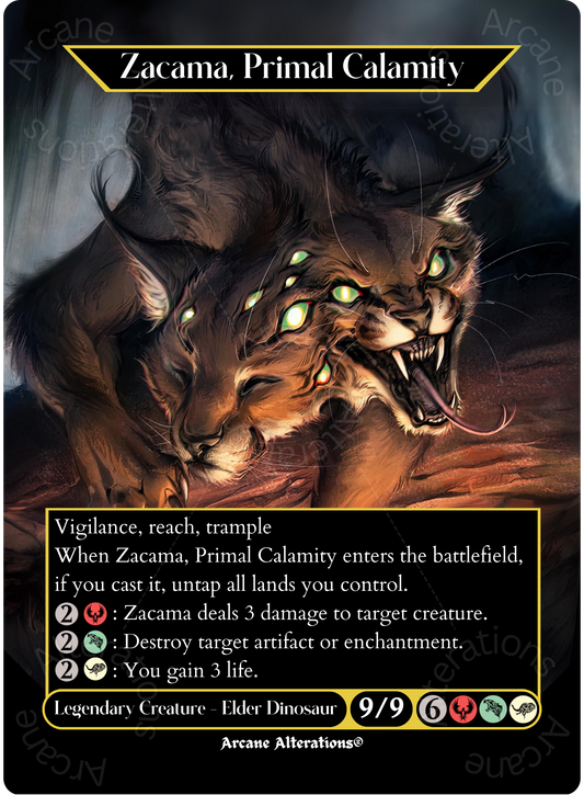 Zacama, Primal Calamity - Full Art Altered Art Custom Proxy Card
