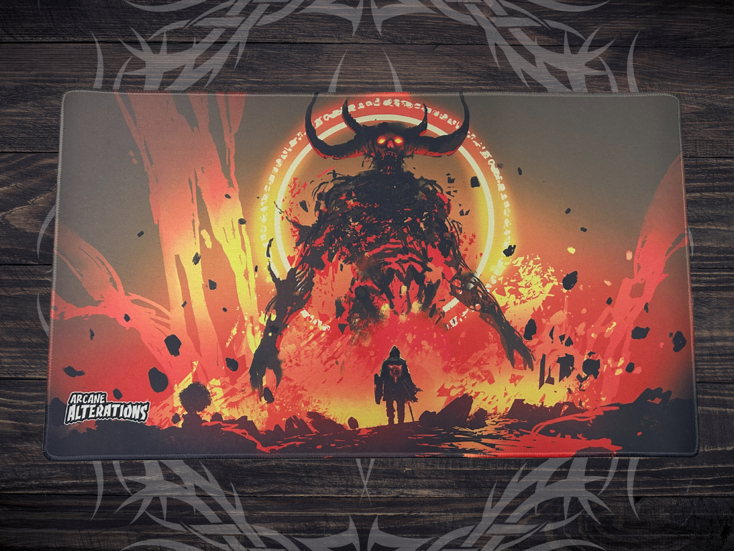 Fiery Demon Stitched Edge Playmat 24"x14" (2mm)