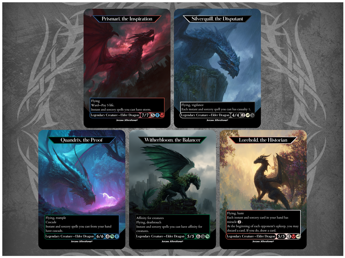 Elder Dragon Cycle 5-Card Discount Bundle - Full Art Altered Art Custom Proxy Cards