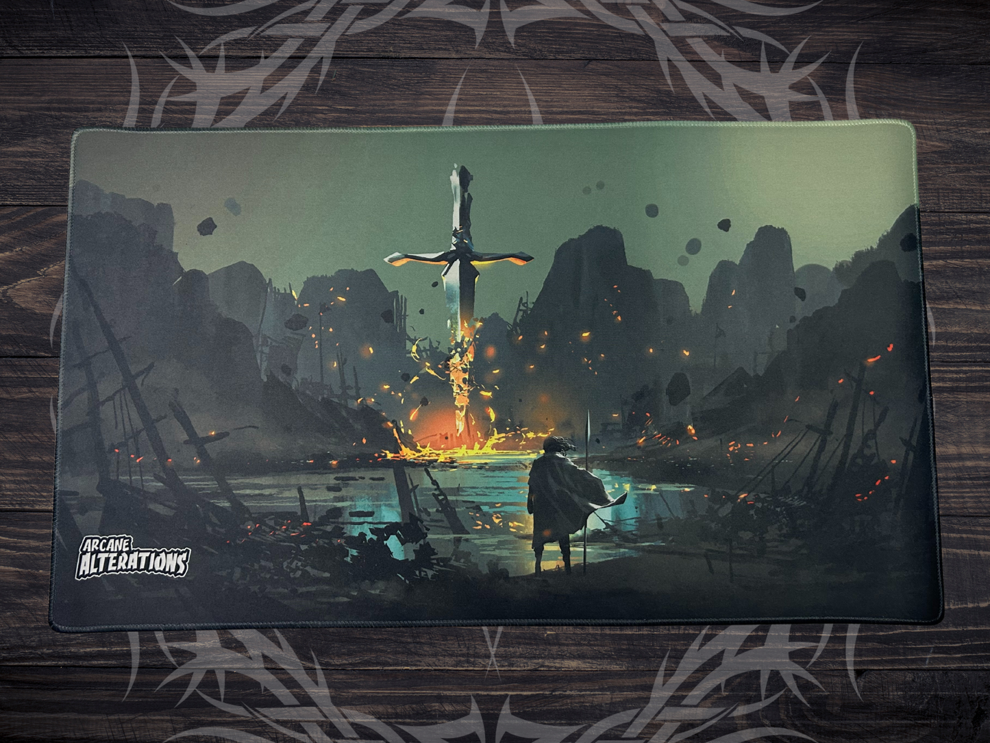 Shattered Sword Stitched Edge Playmat 24"x14" (2mm)
