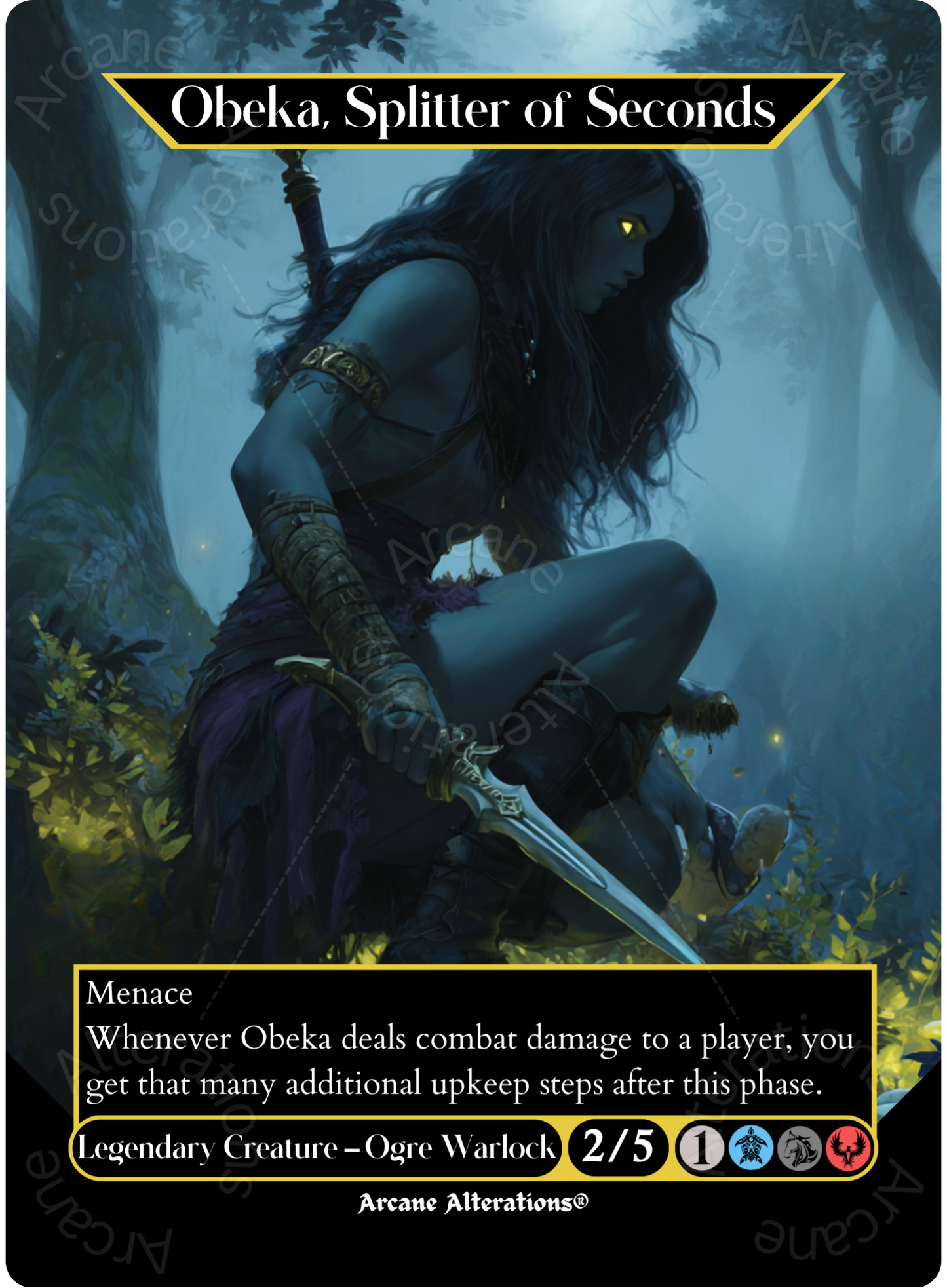 Obeka, Splitter of Seconds - Full Art Altered Art Custom Proxy Cards